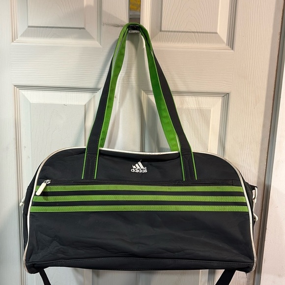 adidas Other - Rare adidas Squad 3-Stripe Duffel Bag Charcoal with Green Stripes